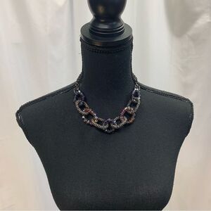 NYGARD Purple pink dark chrome beaded link necklace